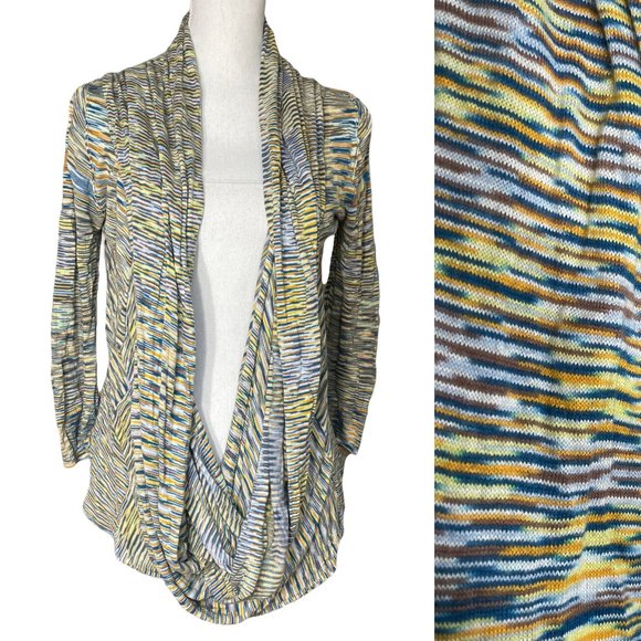 Bamboo Blend Convertible Cardigan S Lightweight Sweater Cotton Space Dye Batik - Picture 1 of 16